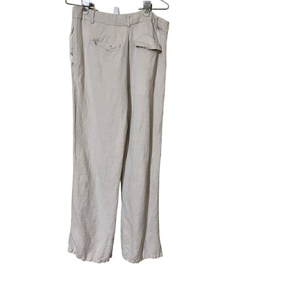 Max Jeans Linen Blend Pants Sz 12 Tan  Boho Lagenlook Beach Bohemian - Picture 2 of 12